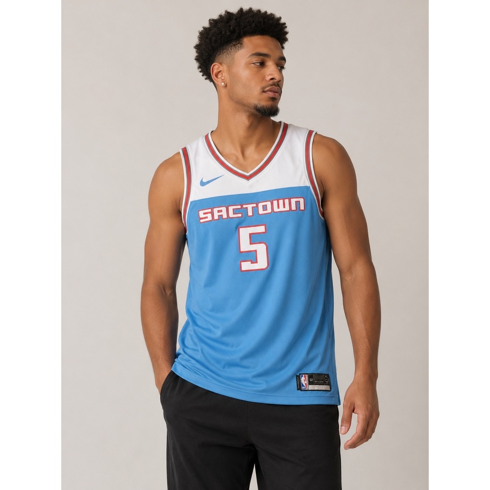Nike Sacramento Kings DeAaron Fox 5 Sactown City Edition Jersey Mens 52 XL Blue